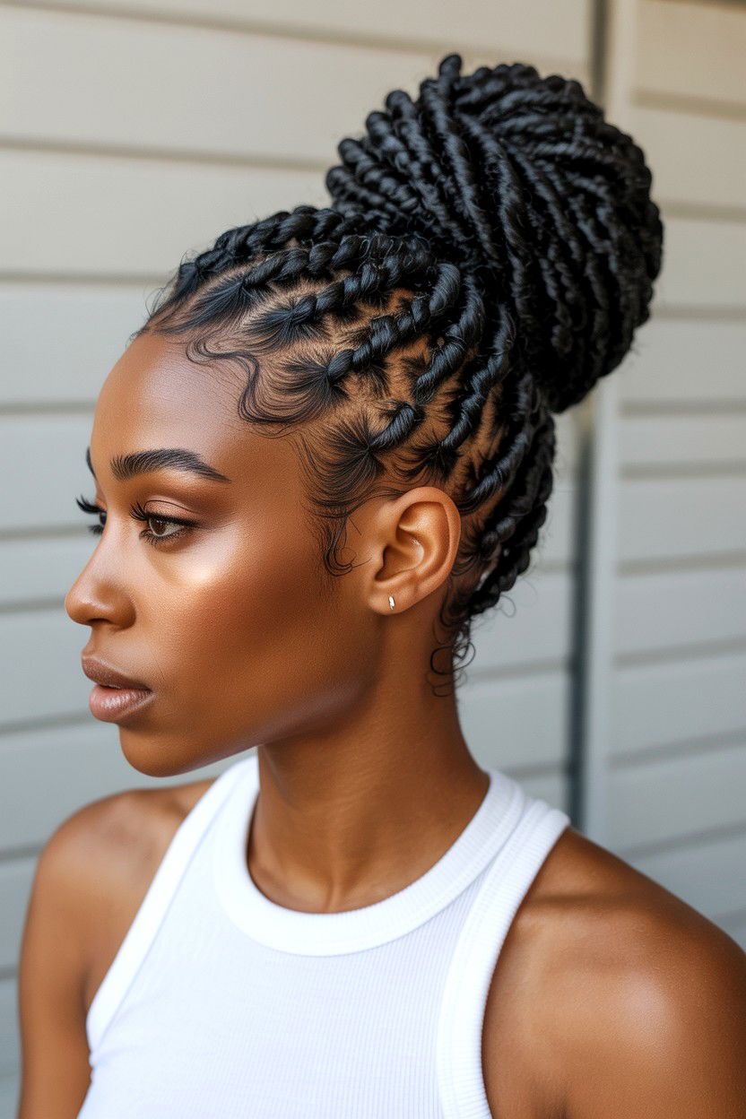 Loc Barrel Twist Updo - 25 Valentine's Day Loc Hairstyle Ideas