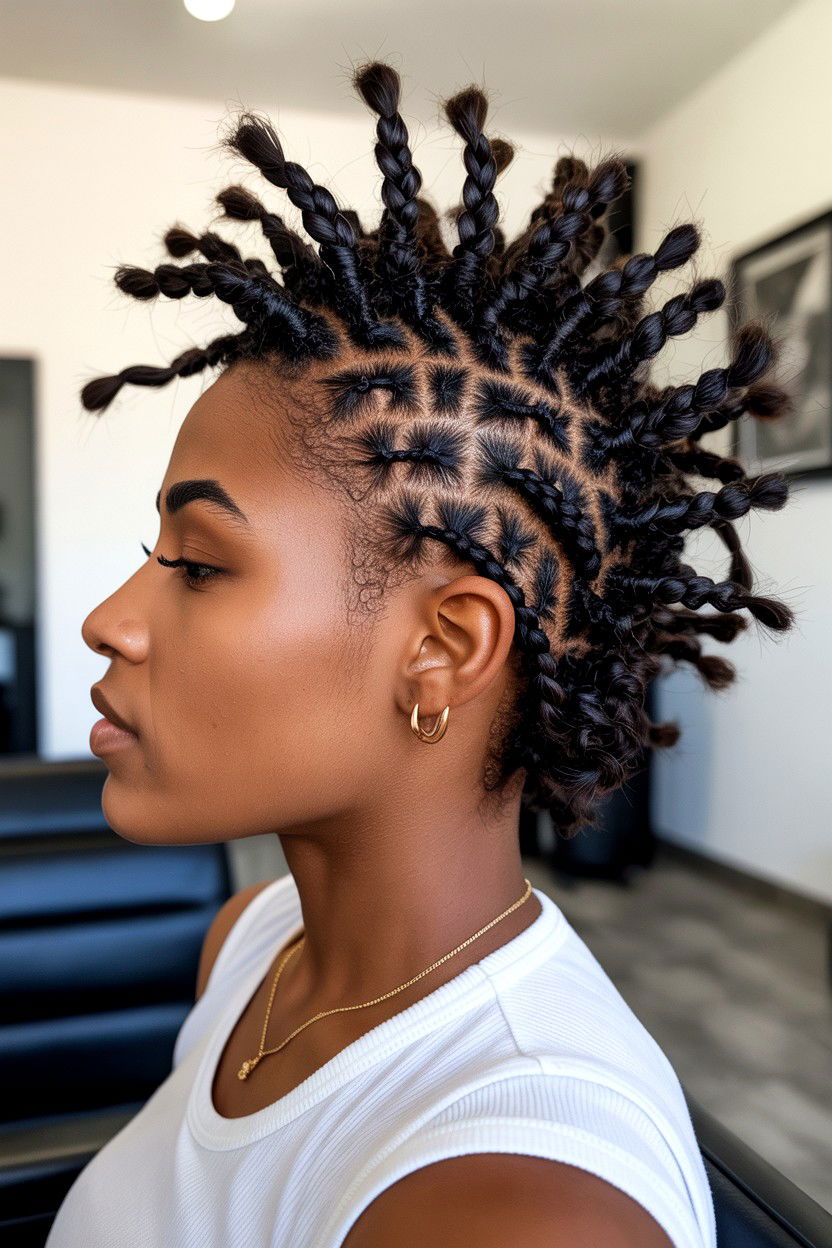 Loc Mohawk Braided Sides - 25 Valentine's Day Loc Hairstyle Ideas