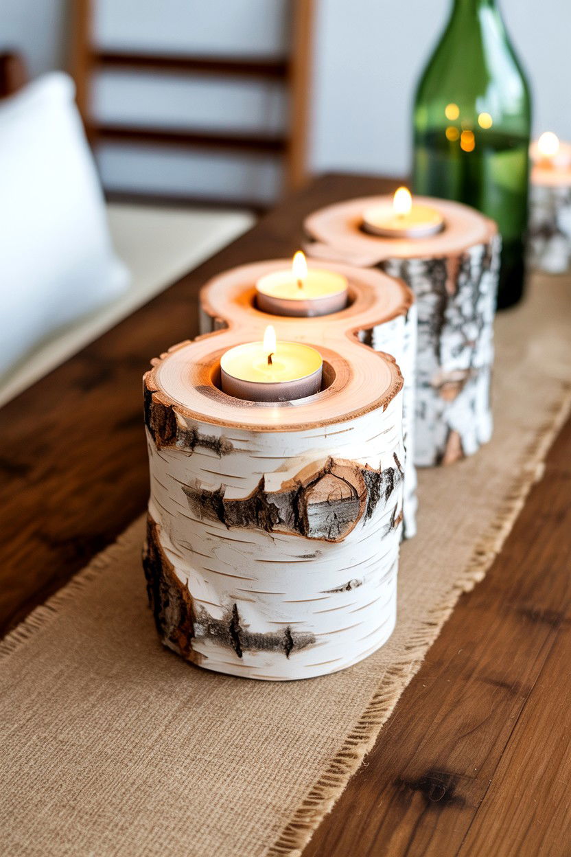Log Candle Holder For Rustic Table - 25 Valentine's Day Candle Centerpiece Ideas