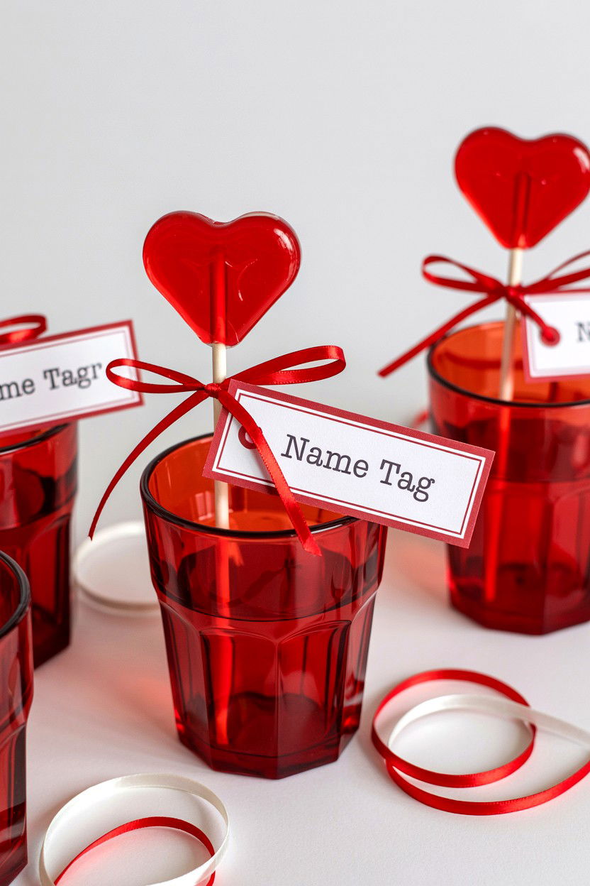 Lollipop Name Tag - 25 Valentine's Day Place Card Ideas