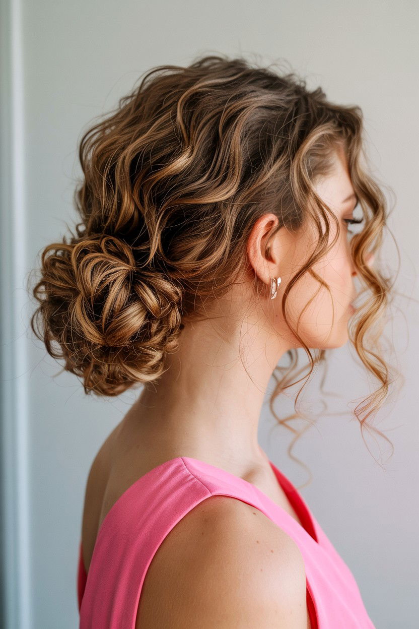 Loose Curly Low Bun - 25 Valentine's Day Low Bun Hairstyles