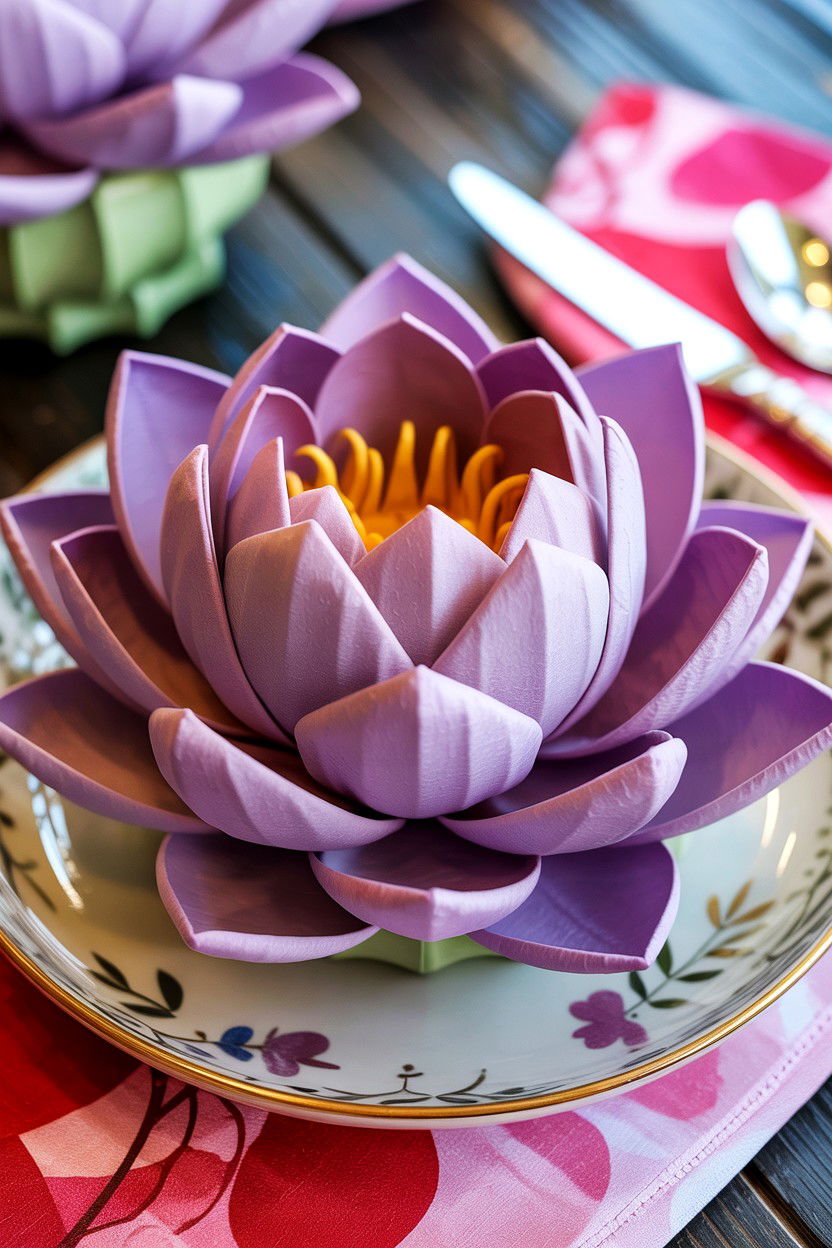 Lotus Flower Napkin - 25 Valentine's Day Napkin Folding Ideas