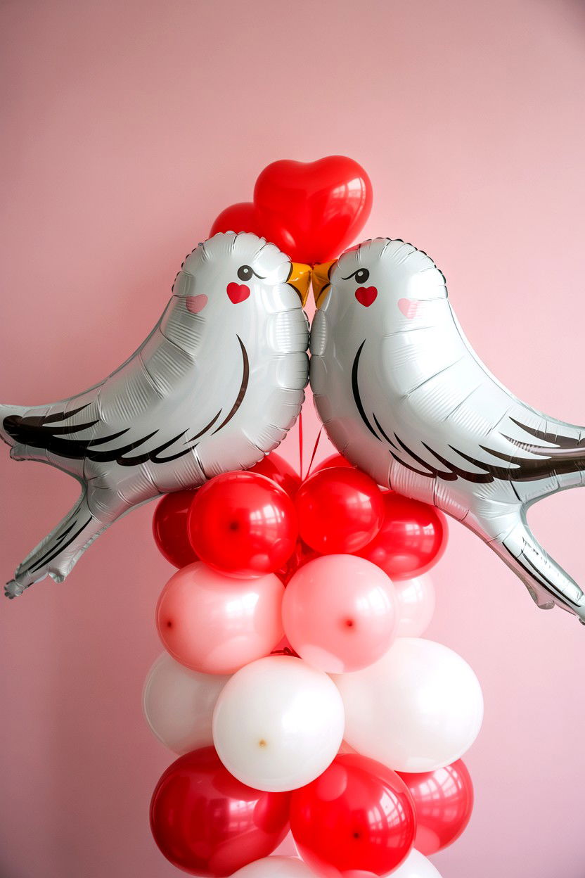 Love Bird Balloon Decoration - 25 Valentine's Day Balloon Surprise Ideas