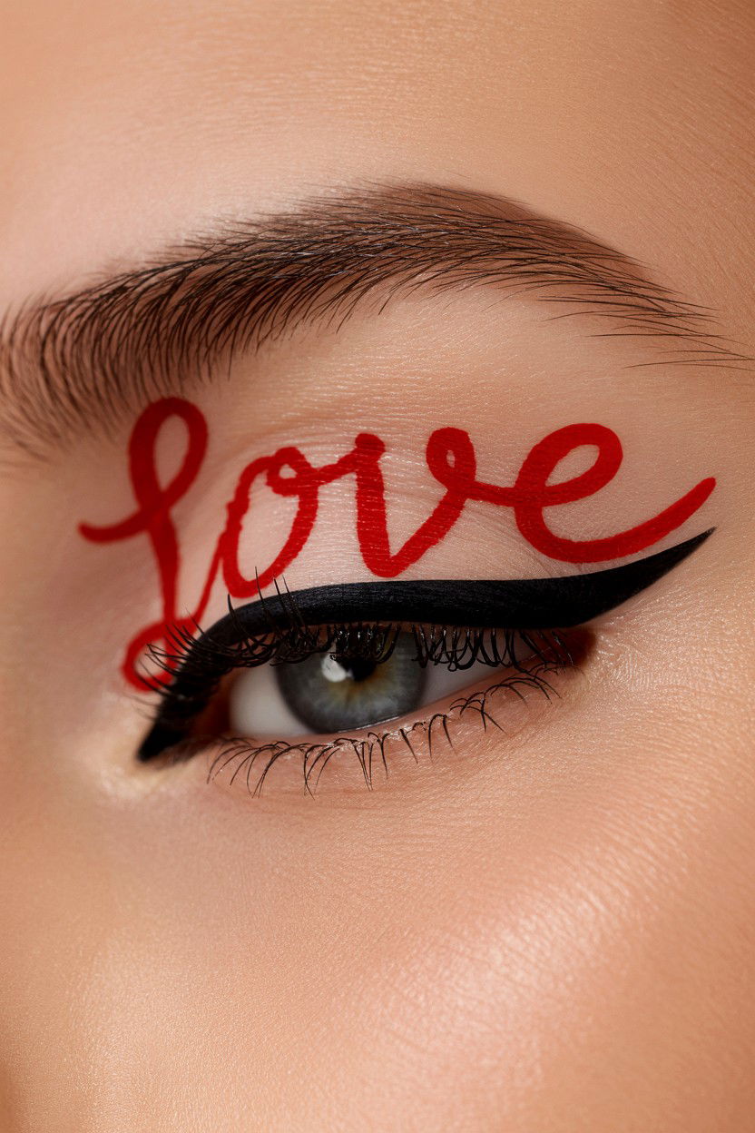 Love Letter Eyeliner - 25 Valentine's Day Graphic Liner Ideas