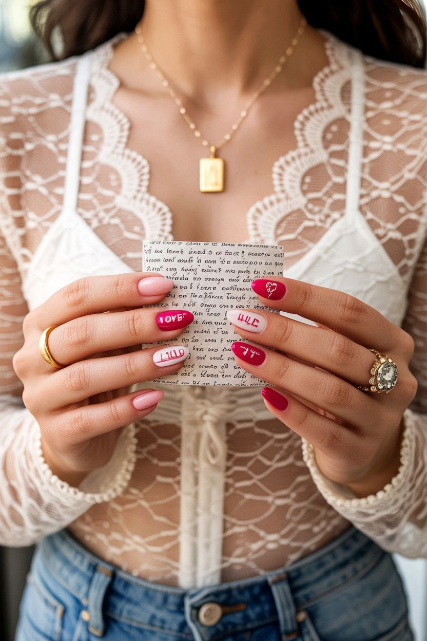 Love Letter Press On Nails - 25 Valentine's Day Press On Nail Ideas