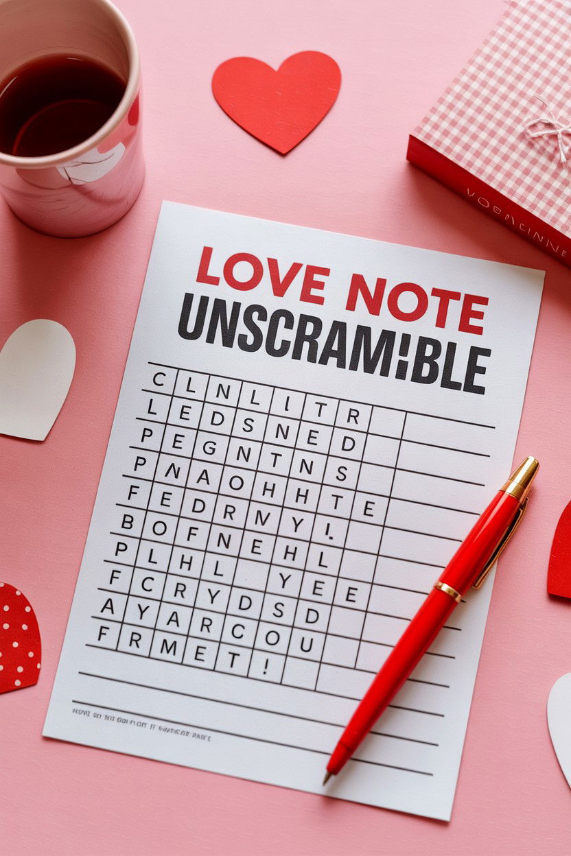 Love Note Unscramble - 25 Valentine's Day Minute to Win It Games