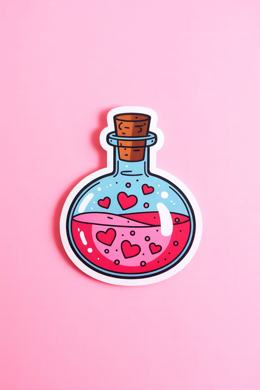 Love Potion Bottle - 25 Valentine's Day Sticker Ideas