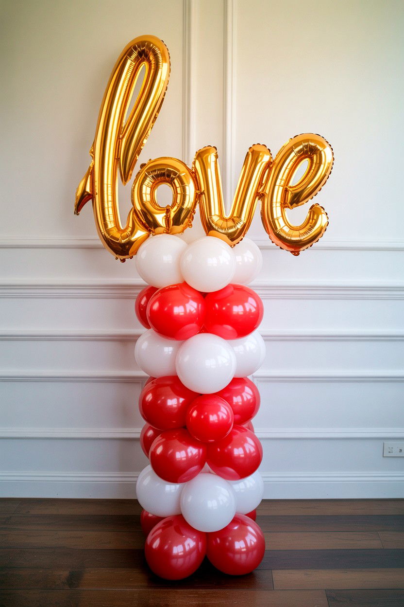 Love Script Balloon Column - 25 Valentine's Day Balloon Column Ideas