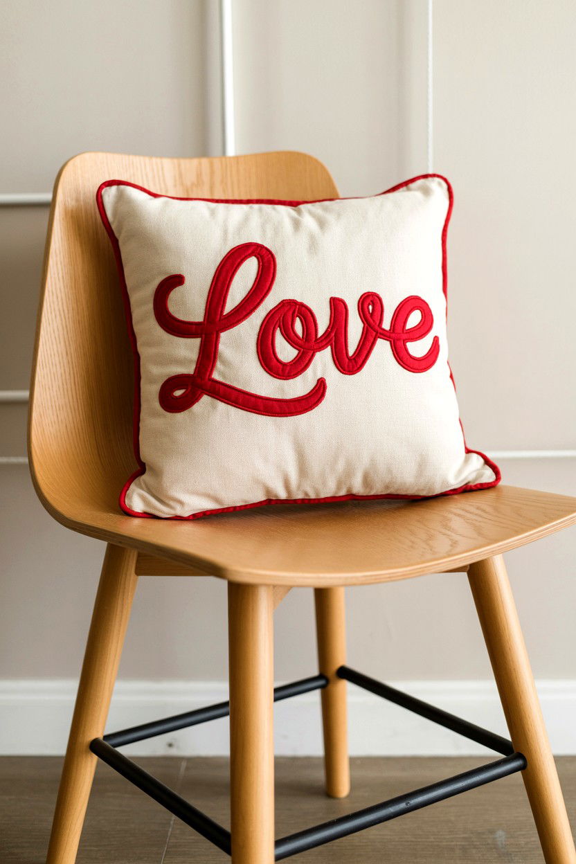 Love Script Pillow - 25 Valentine's Day Living Room Decor Ideas