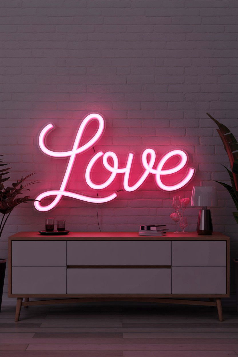 Love Script Sign - 25 Valentine's Day Living Room Decor Ideas