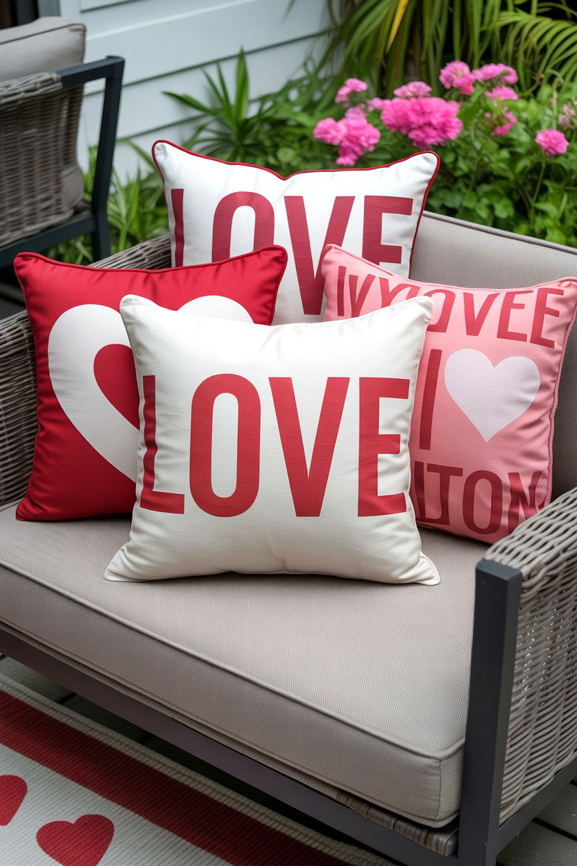 Love Throw Pillows - 25 Valentine's Day Porch Decorating Ideas