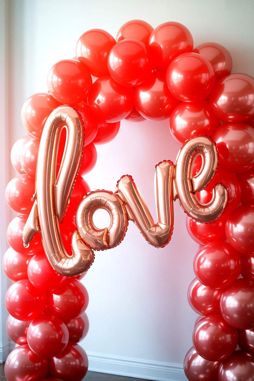 Love balloon arch - 25 Valentine's Day Balloon Arch Ideas