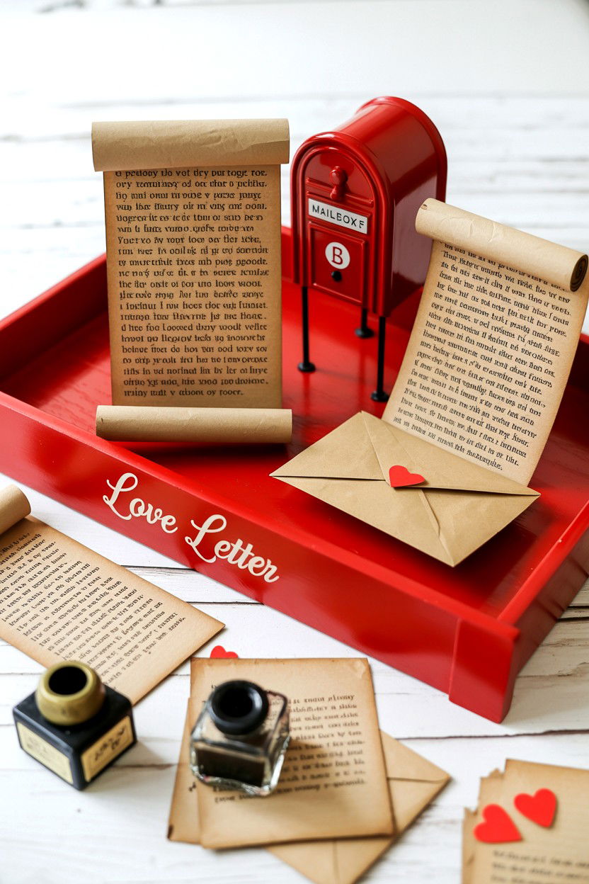 Love letter tray decor - 25 Valentine's Day Kitchen Tiered Tray Ideas