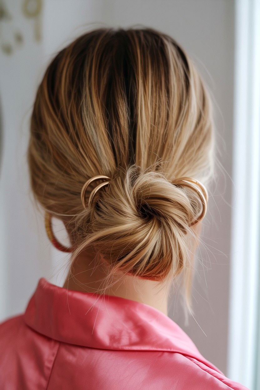 Low Bun With Gold Cuffs - 25 Valentine's Day Low Bun Hairstyles