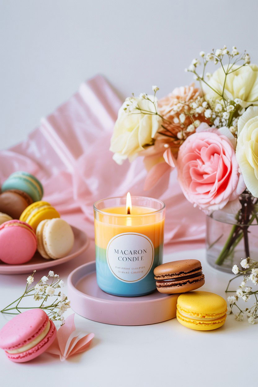 Macaron Scented Colorful Candle - 25 Valentine's Day Scented Candle Ideas