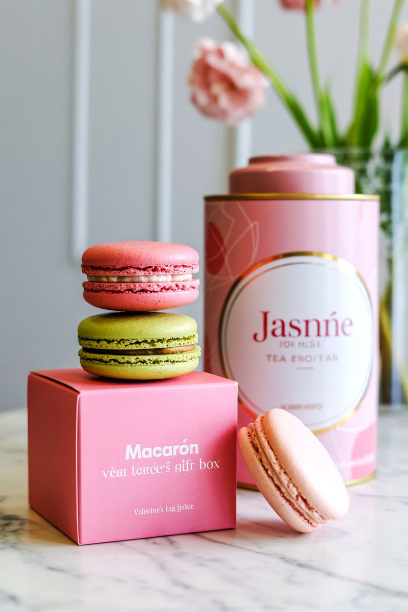 Macaron Tea Gift Box - 25 Valentine's Day Tea Gift Basket Ideas