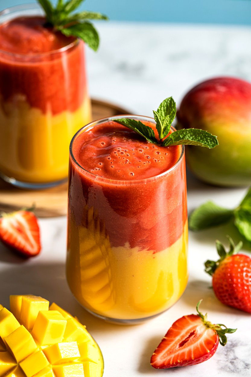 Mango Strawberry Smoothie - 25 Valentine's Day Non Alcoholic Drink Ideas