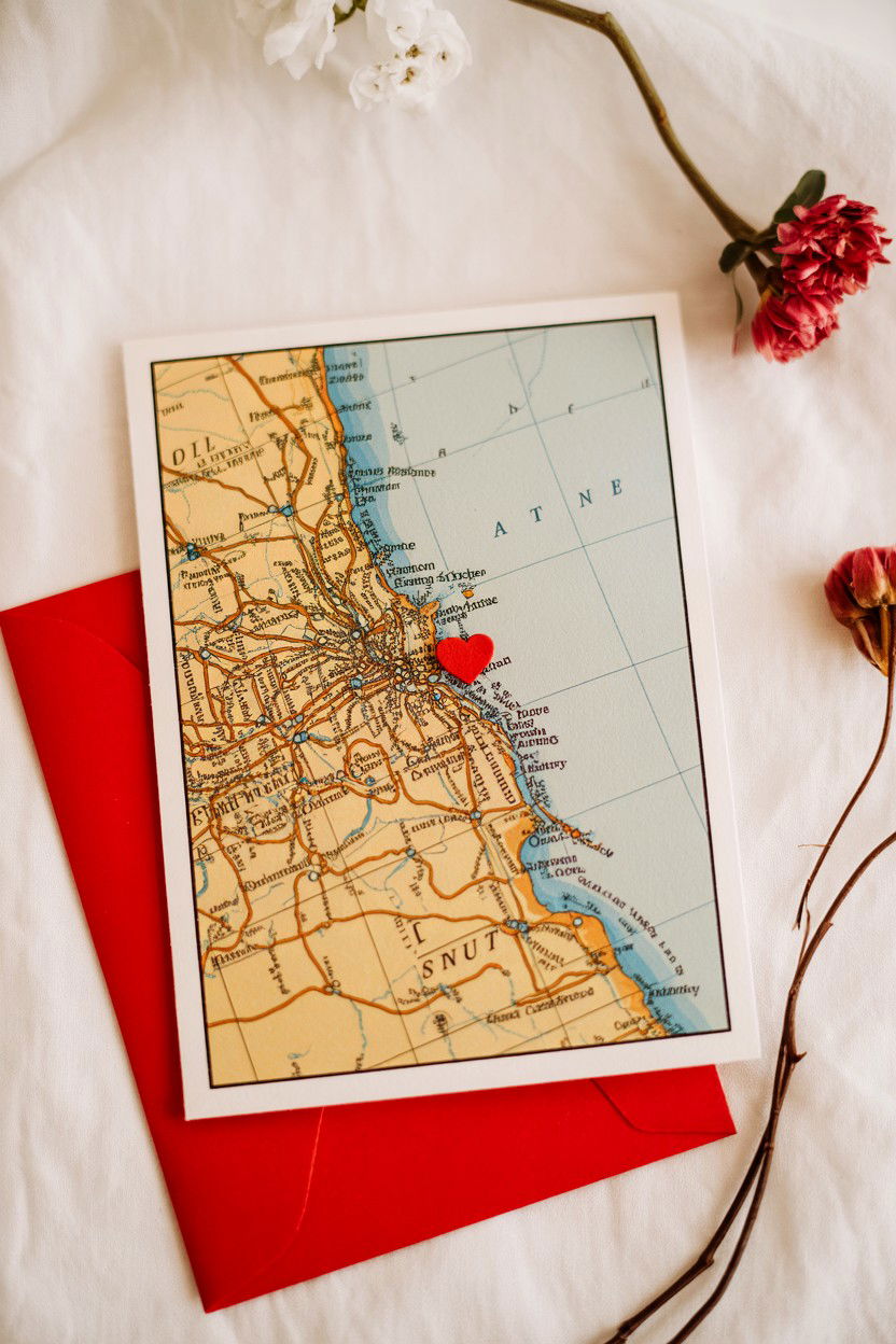 Map Anniversary Card - 25 Valentine's Day Card Ideas for Boyfriend