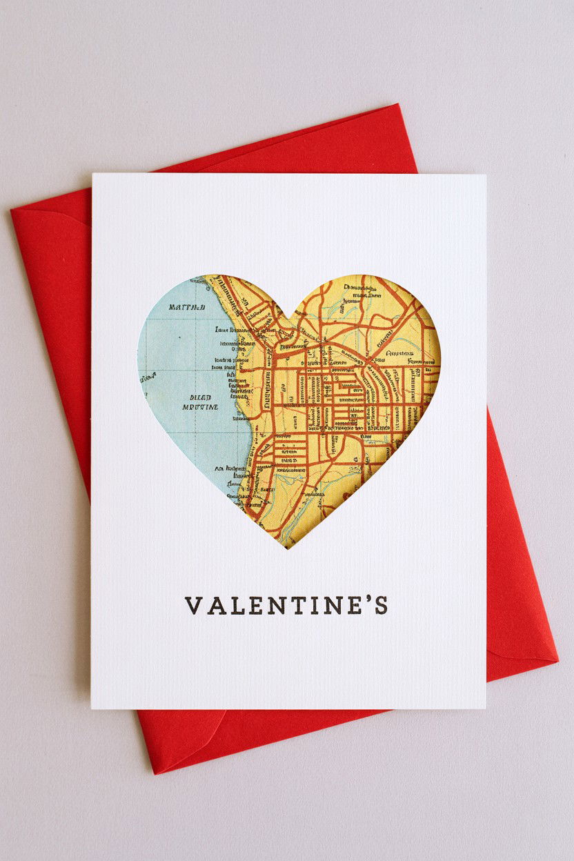 Map Location Heart Card - 25 Romantic Valentine's Day Card Ideas