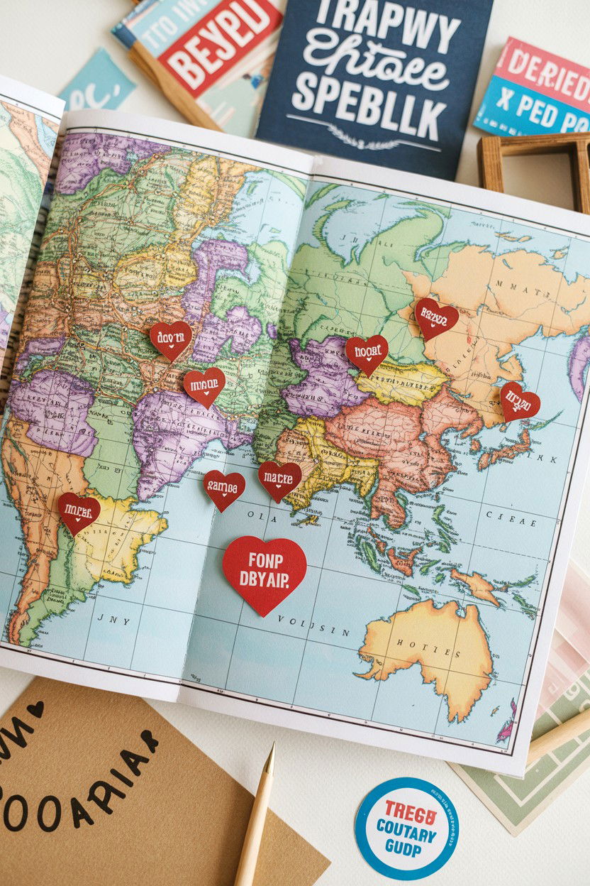 Map Scrapbook For Couples - 25 Valentine's Day Scrapbook Layout Ideas