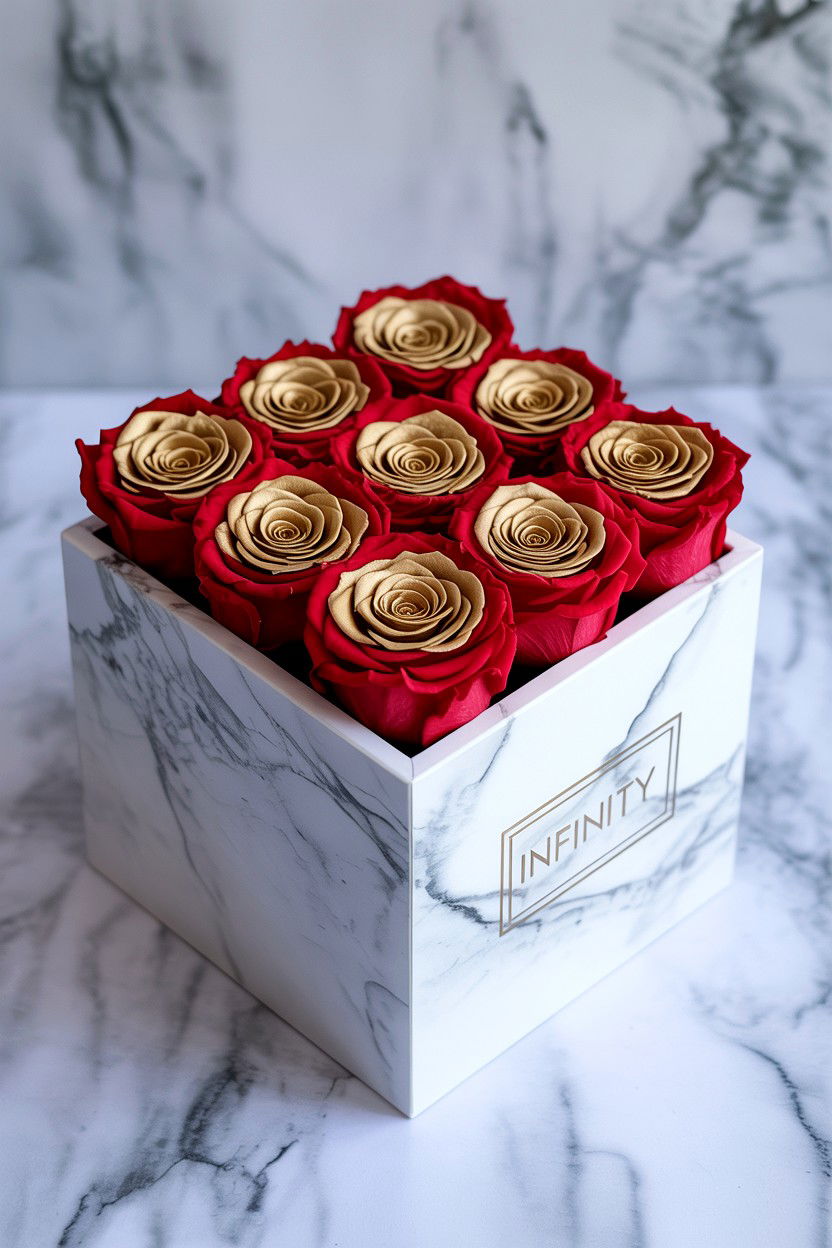 Marble Infinity Rose Box - 25 Valentine's Day Infinity Rose Ideas