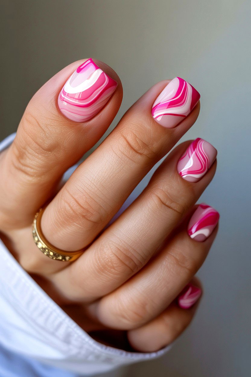 Marble Pink Toe Nails - 25 Valentine's Day Toe Nail Ideas