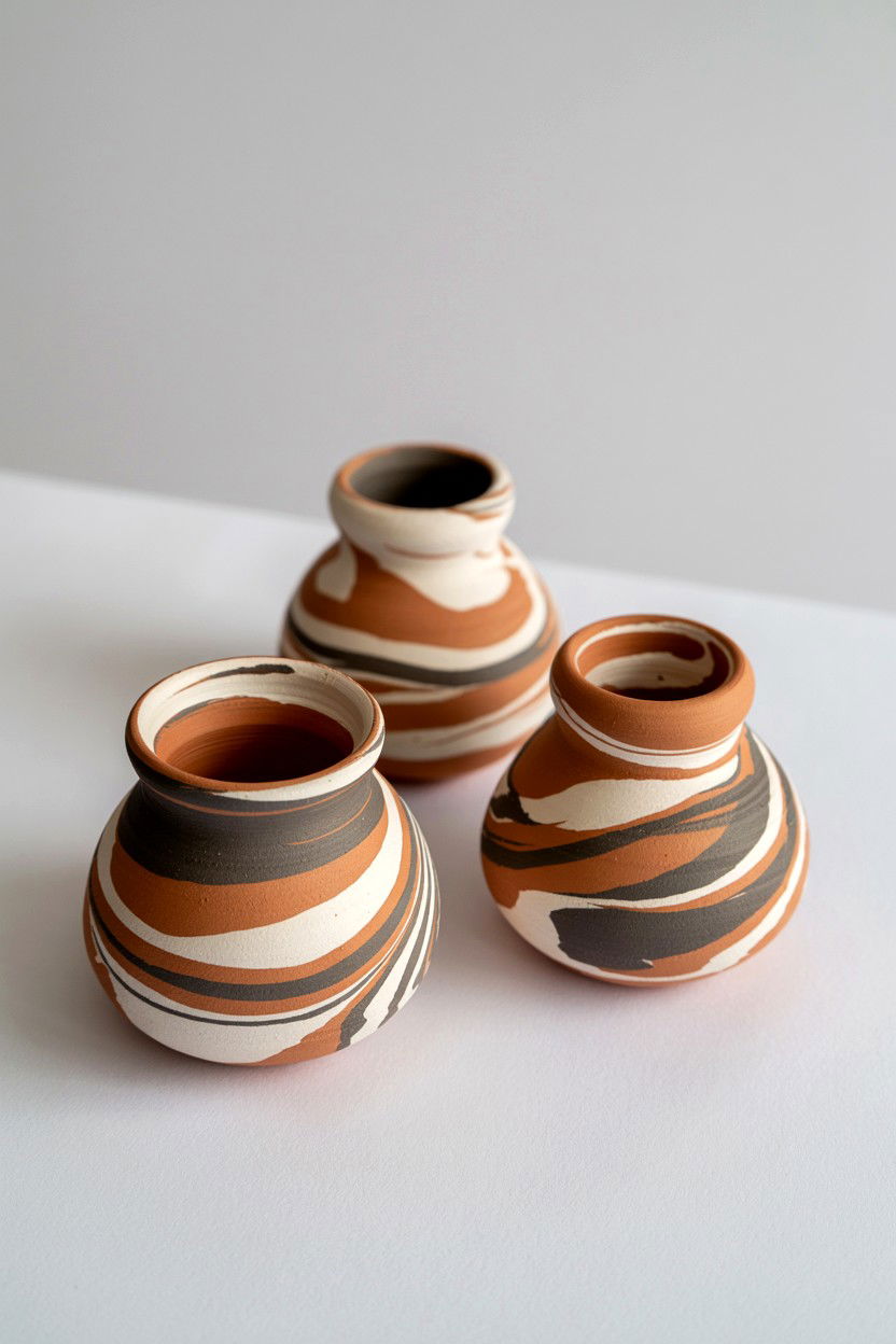 Marbled clay pinch pots - 25 Valentine's Day Pottery Class Ideas