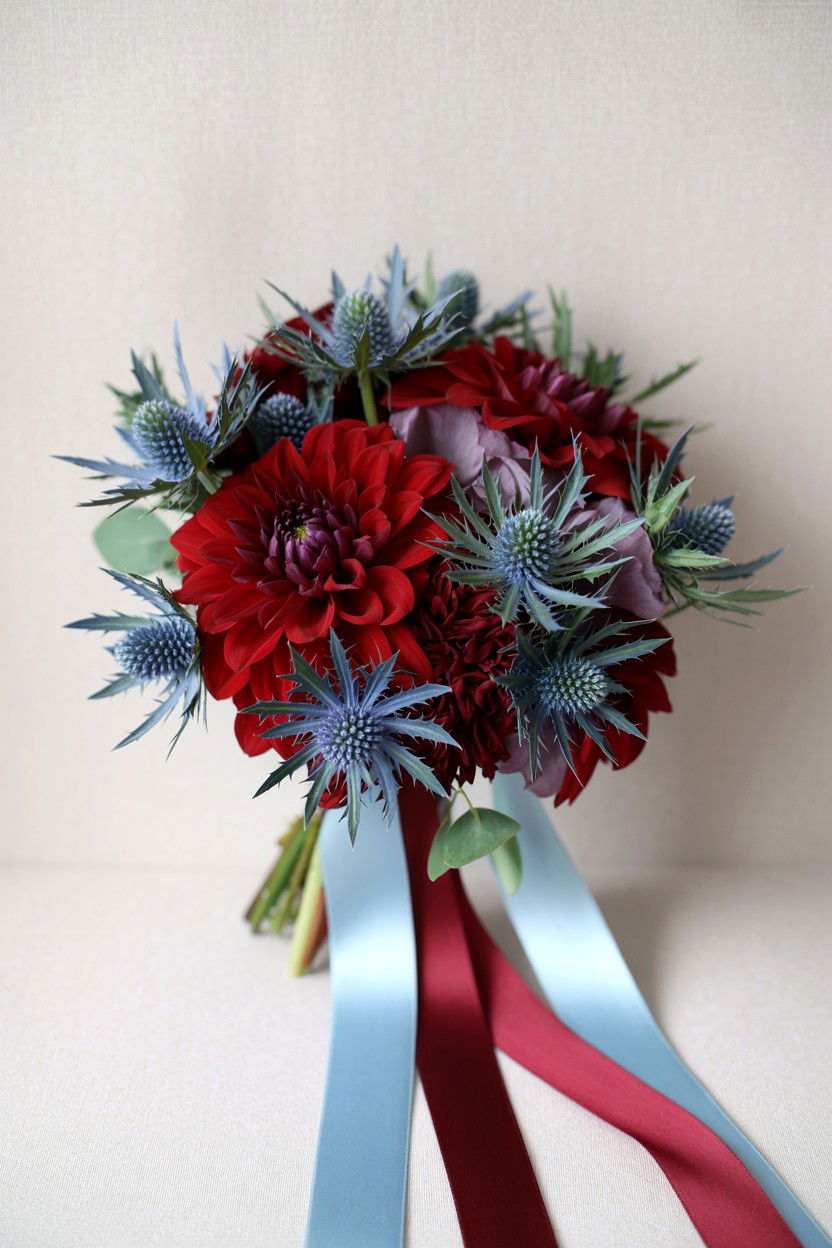 Maroon and Dusty Blue Wedding - 25 Valentine's Day Wedding Color Ideas