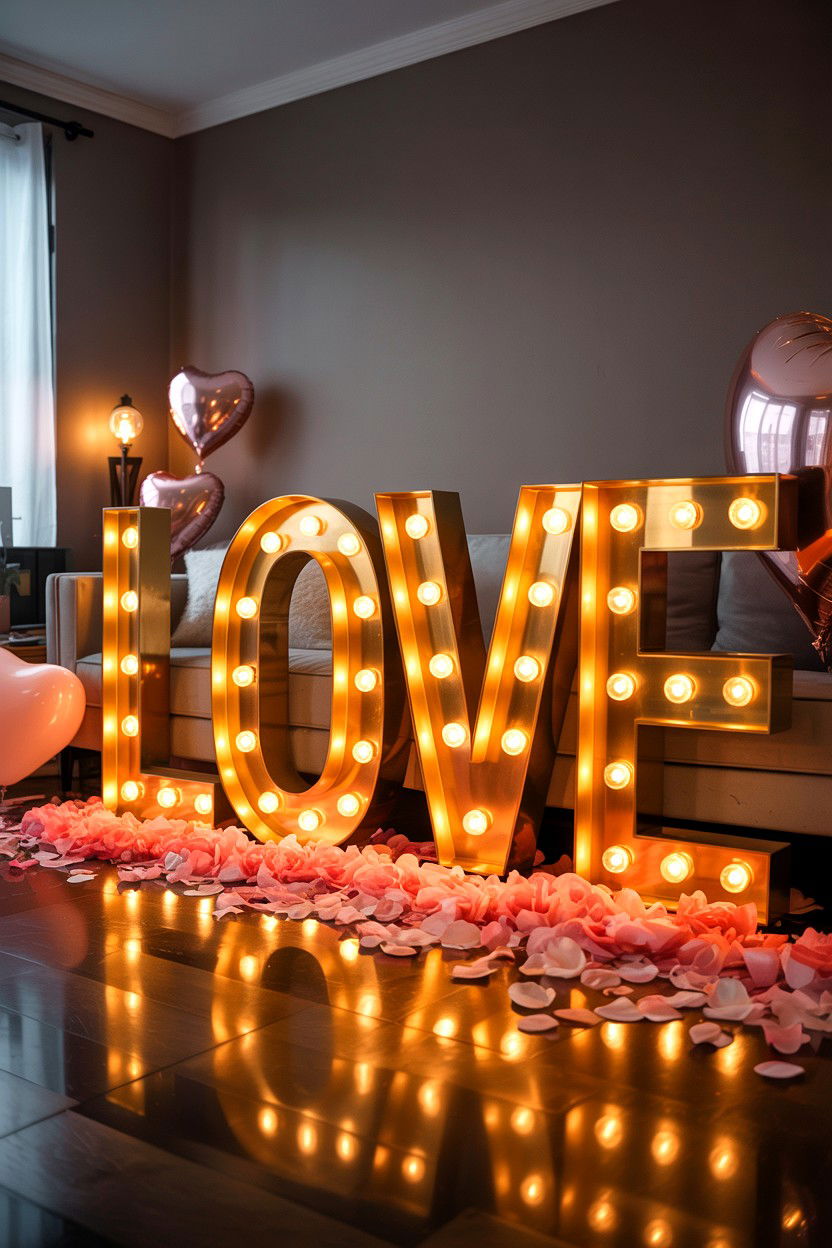 Marquee Love Sign - 25 Glam Valentine's Day Decor Ideas
