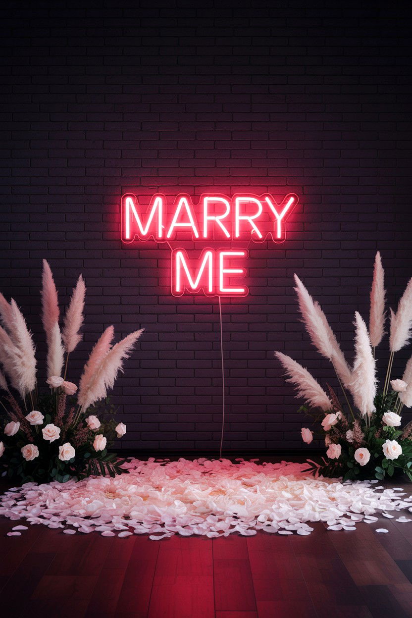 Marry Me Neon Sign - 25 Valentine's Day Proposal Ideas