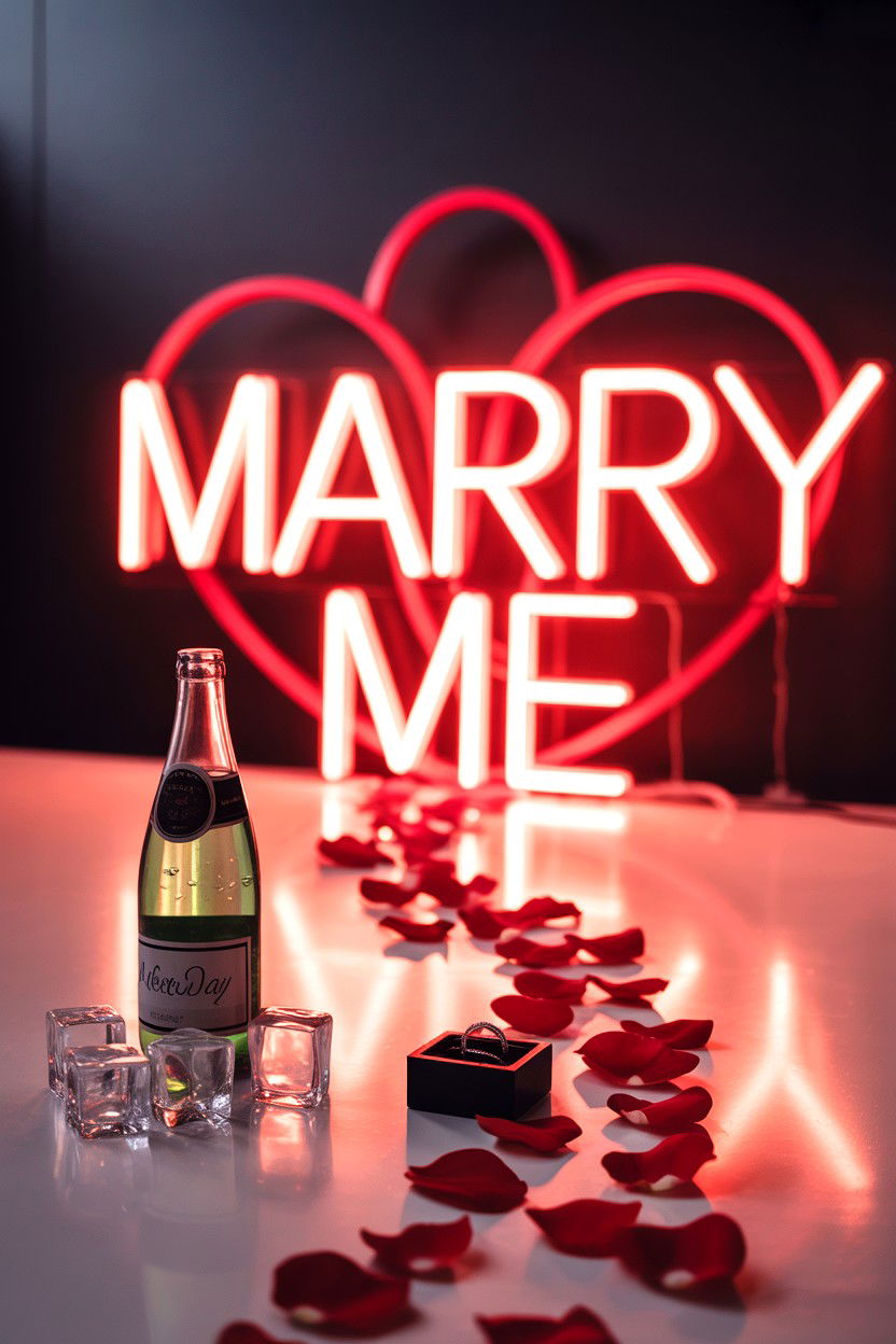 Marry Me Neon Sign - 25 Valentine's Day LED Sign Ideas