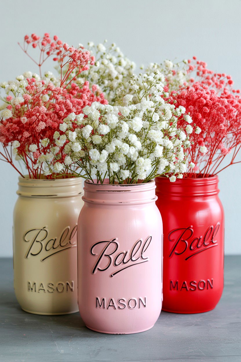 Mason Jar Centerpiece - 25 Rustic Valentine's Day Decorations