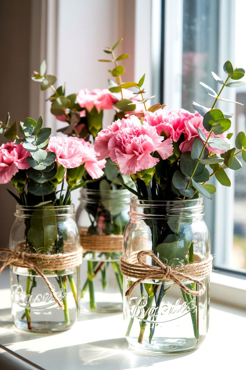 Mason Jar Flower Arrangements - 25 Cottagecore Valentine's Day Decor Ideas