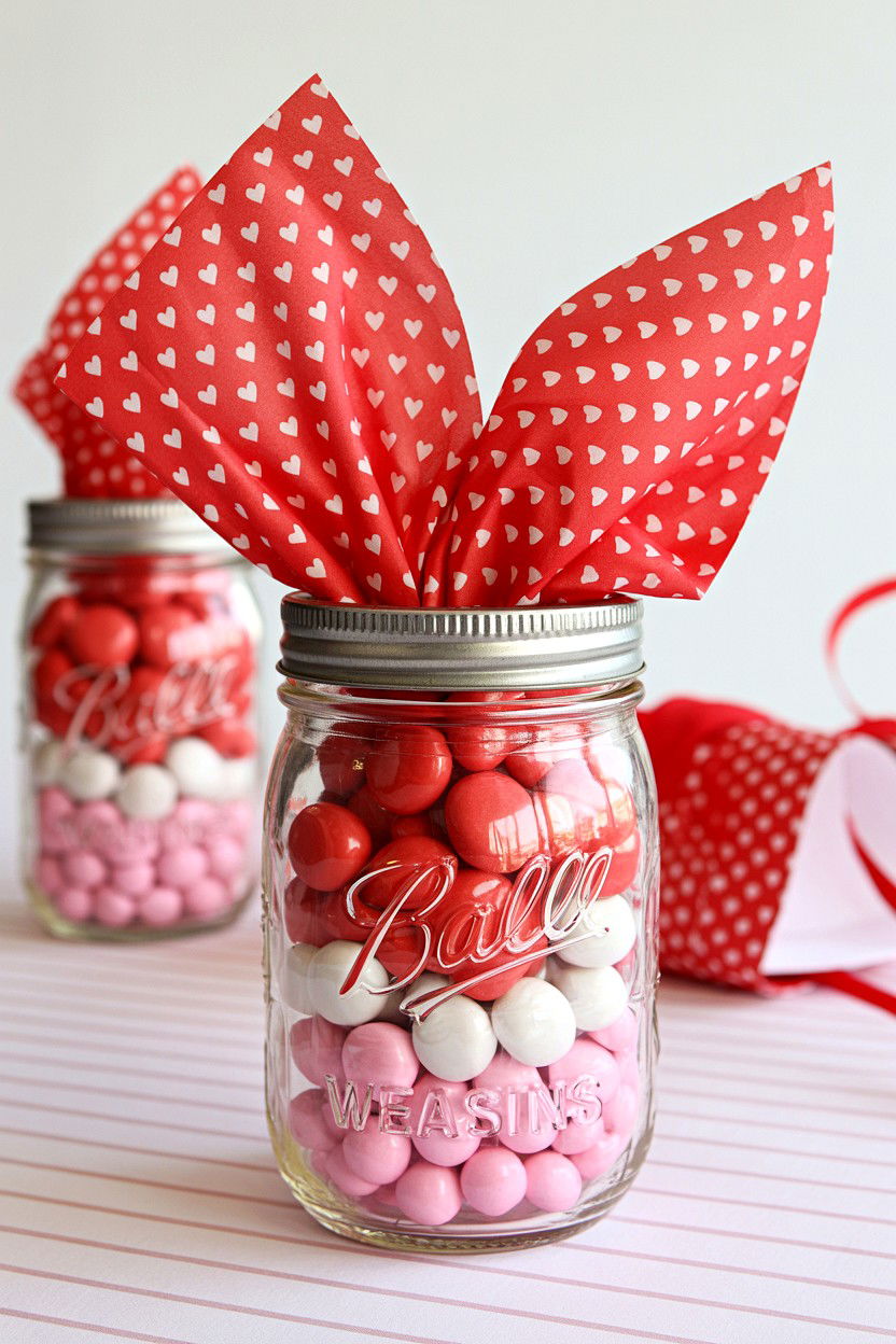 Mason Jar Goodie Bag - 25 Valentine's Day Treat Bag Ideas