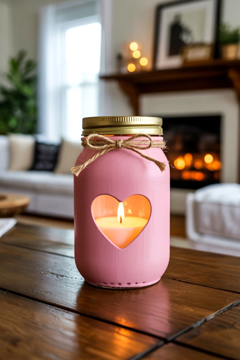 Mason Jar Heart - 25 Valentine's Day Jar Candle Ideas