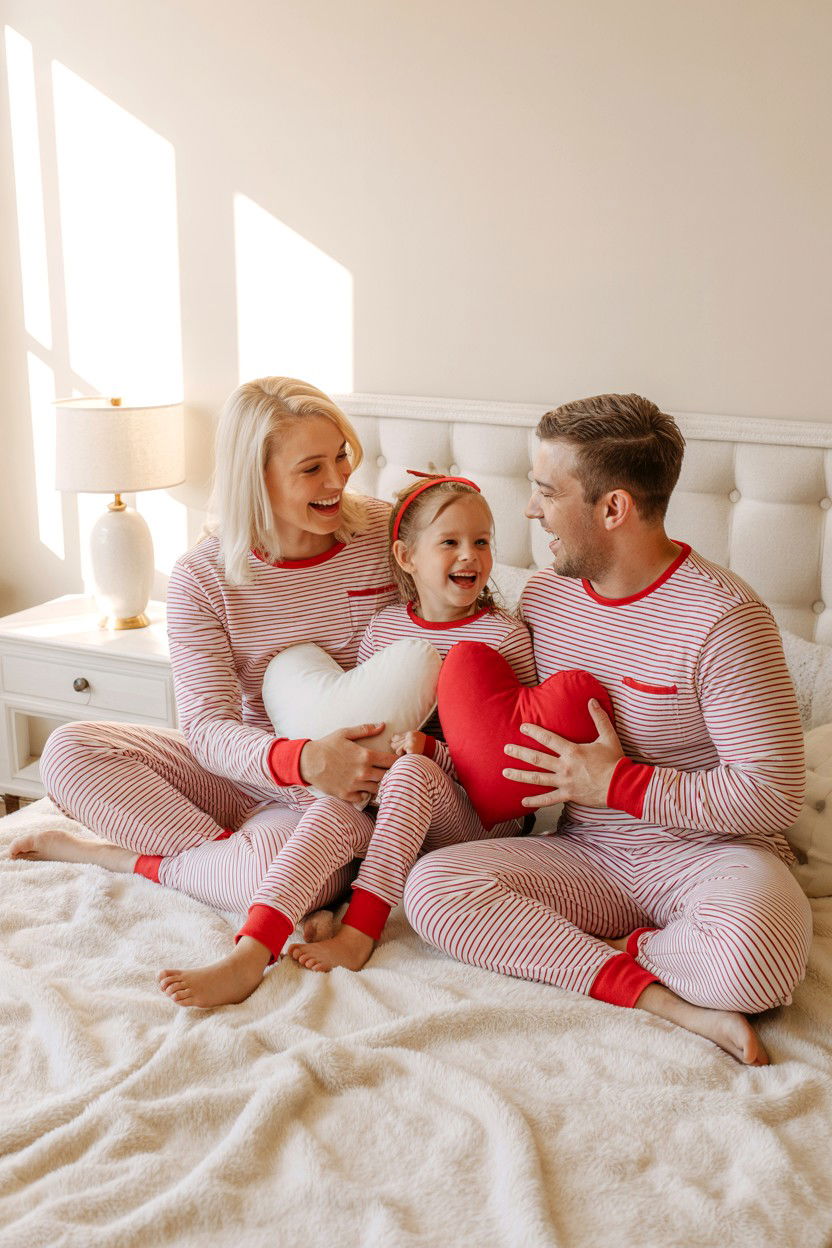 Matching Family Pajamas - 25 Valentine's Day Family Photo Ideas