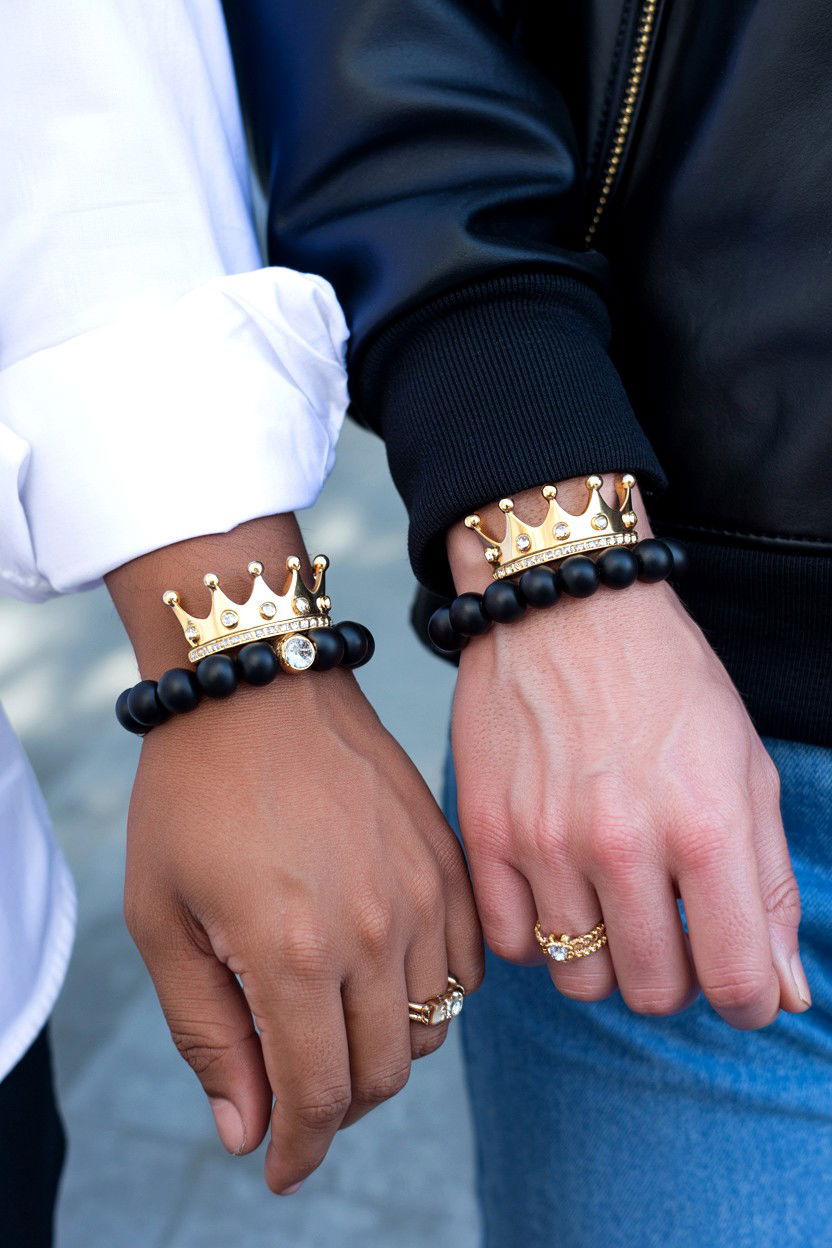 Matching King And Queen Bracelets - 25 Valentine's Day Matching Jewelry Ideas