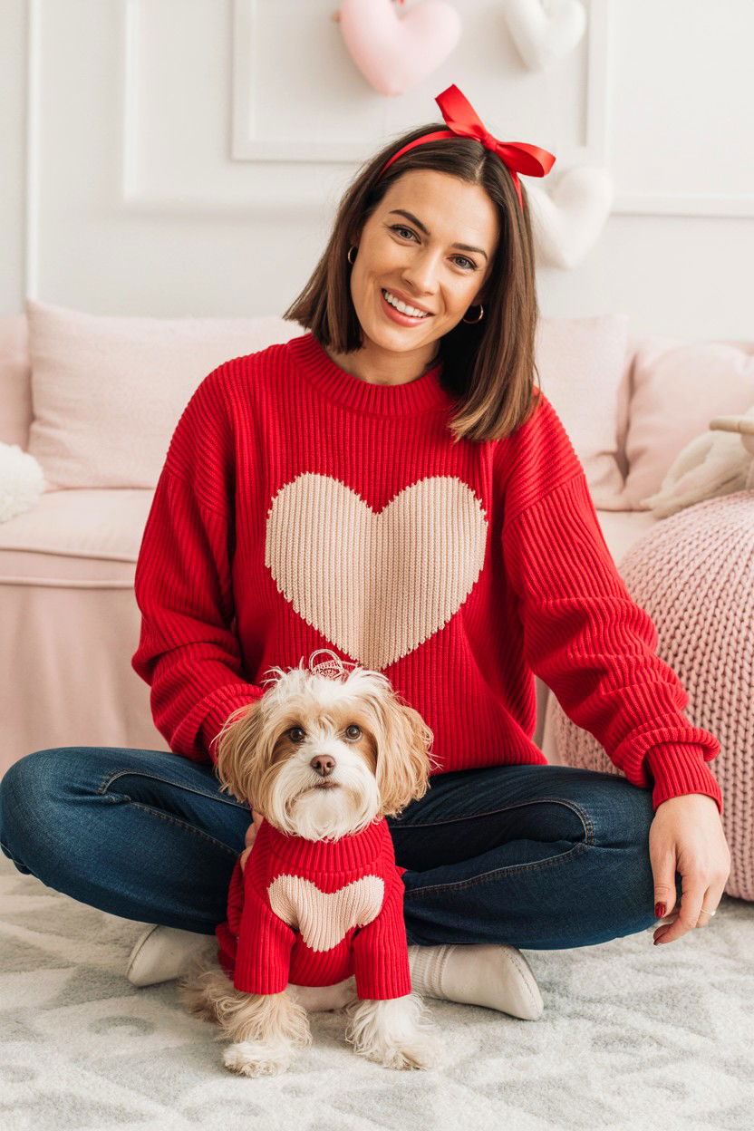 Matching Valentine Outfits - 25 Valentine's Day Pet Photoshoot Ideas