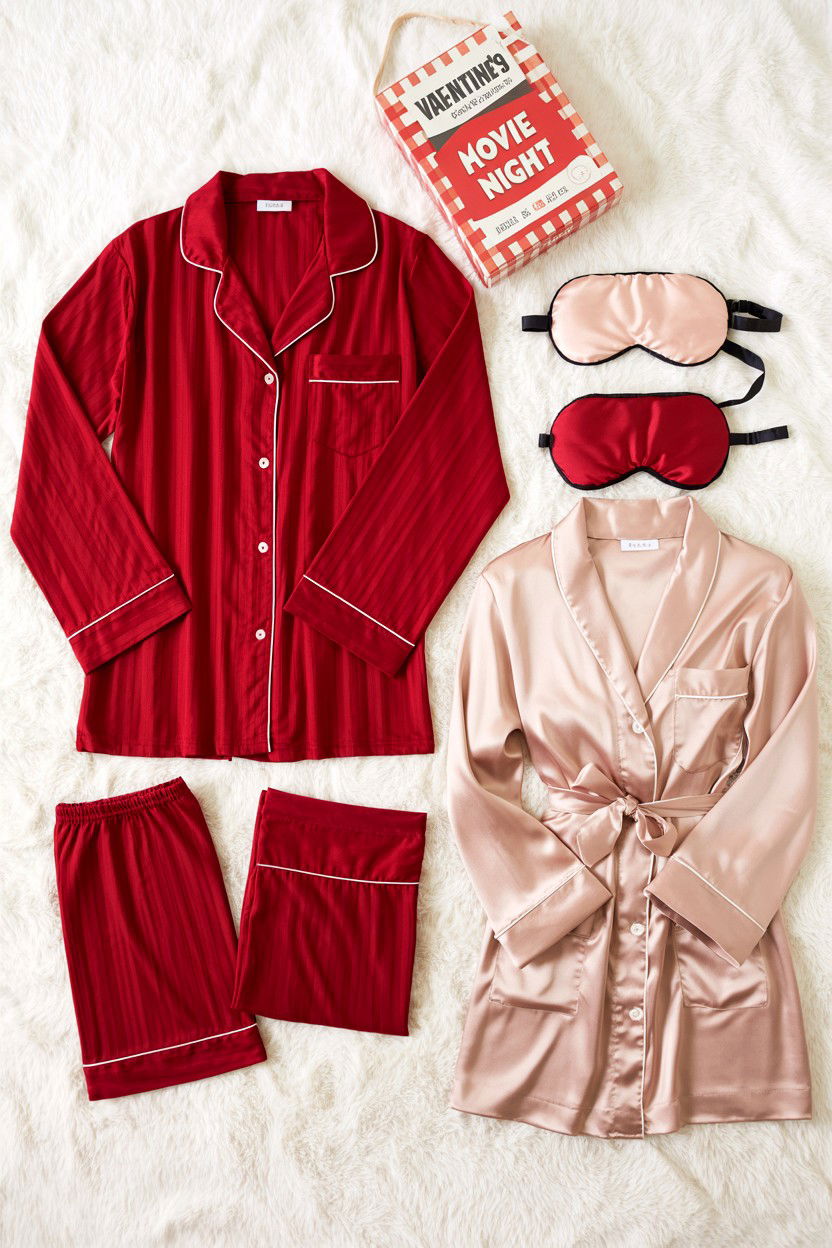 Matching loungewear gift set - 25 Valentine's Day Movie Night Gift Basket Ideas
