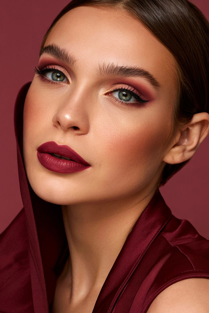 Matte Burgundy Makeup