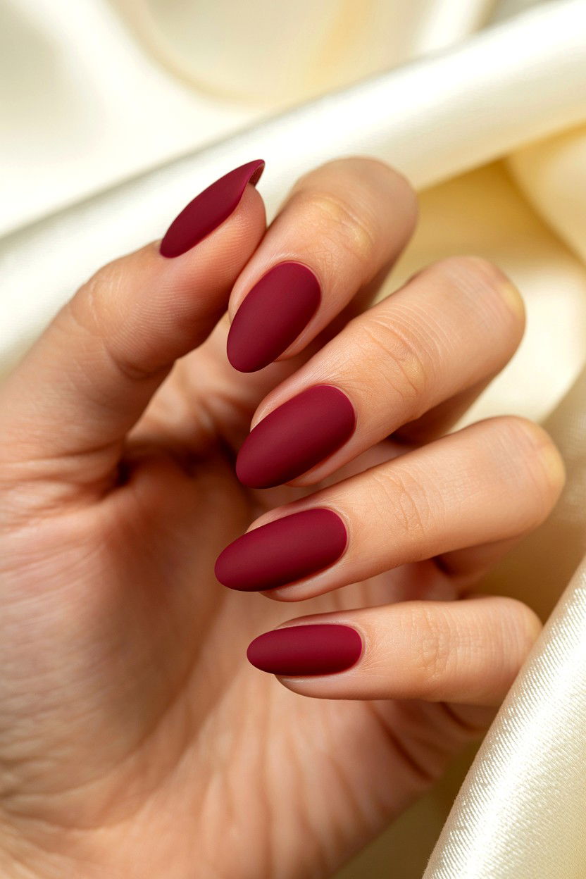 Matte Burgundy Nails - 25 Burgundy Valentine's Day Nail Ideas