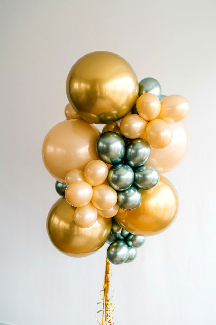 Matte Gold Balloon Arrangement - 25 Valentine's Day Gold Balloon Ideas