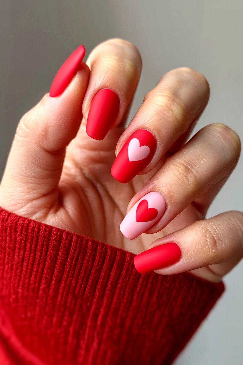 Matte Heart Stickers - 25 Valentine's Day Nail Sticker Ideas