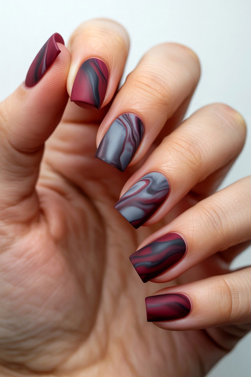 Matte Marble Nails - 25 Marble Valentine's Day Nail Ideas