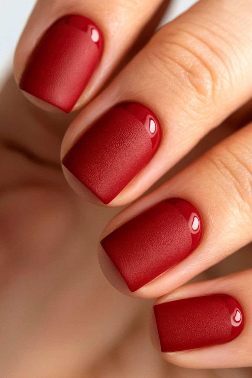 Matte Red Cherry Nails
