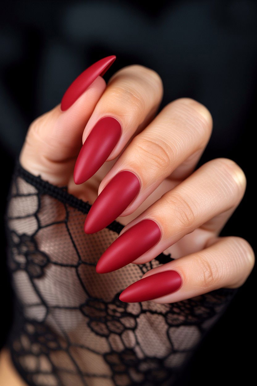 Matte Red Nails - 25 Acrylic Valentine's Day Nail Ideas