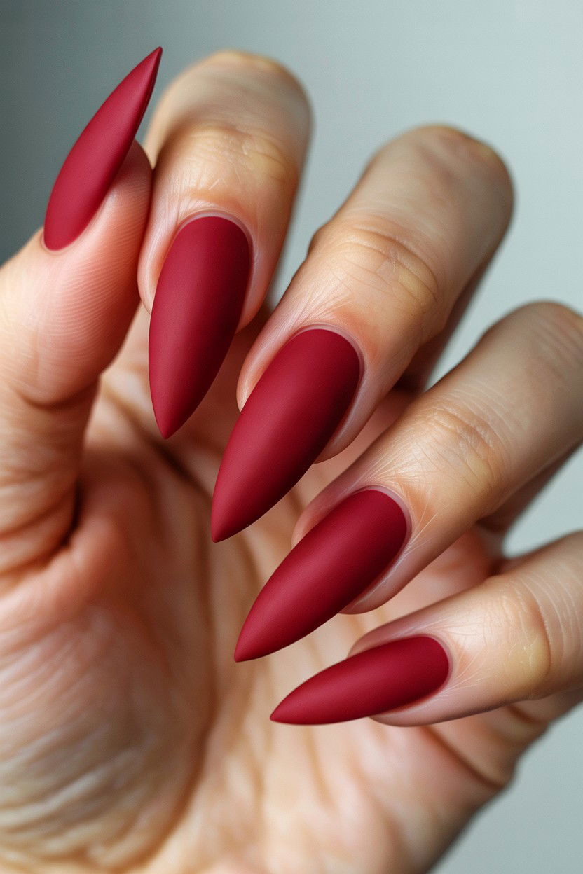 Matte Red Nails - 25 Valentine's Day Nail Art Ideas