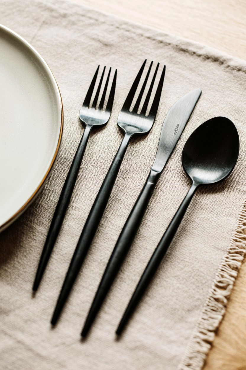 Matte black cutlery - 25 Scandinavian Valentine's Day Decor Ideas