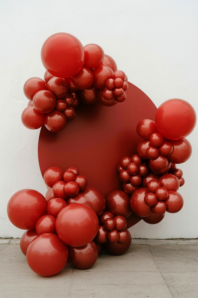 Matte red balloon arch - 25 Valentine's Day Balloon Arch Ideas