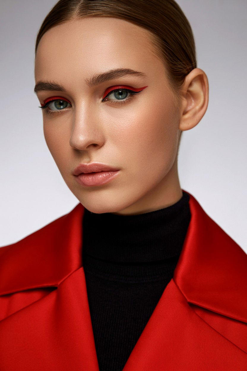 Matte red wing - 25 Valentine's Day Eyeliner Ideas
